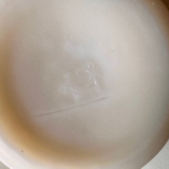 Vintage Imperial Glass Satin Milk Glass Footed Rose Bowl Ruffled Edge Floral Rel - Picture 6 of 6